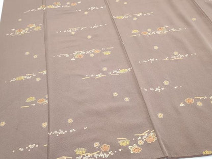 平和屋着物●上質な小紋　総刺繍　横段花文　正絹　逸品　CABG8480th