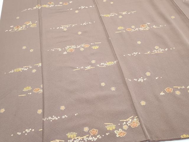 平和屋着物●上質な小紋　総刺繍　横段花文　正絹　逸品　CABG8480th