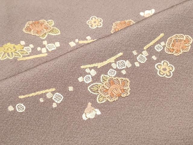 平和屋着物●上質な小紋　総刺繍　横段花文　正絹　逸品　CABG8480th
