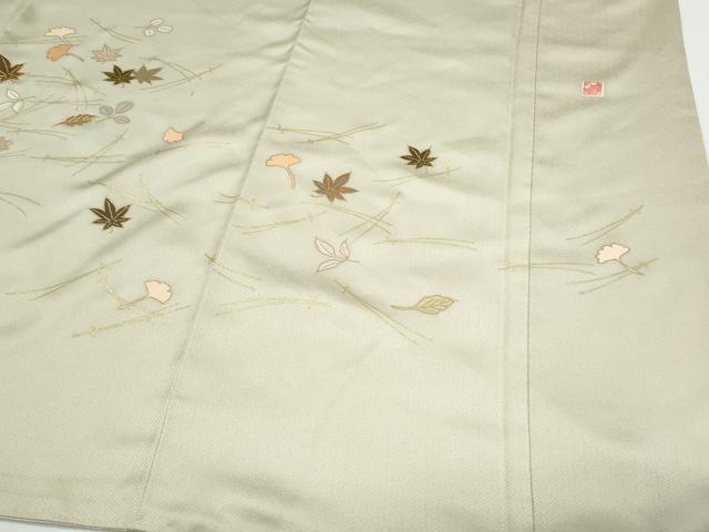 平和屋着物●訪問着　駒刺繍　溢れ松葉　金彩　正絹　逸品　CABG8482th