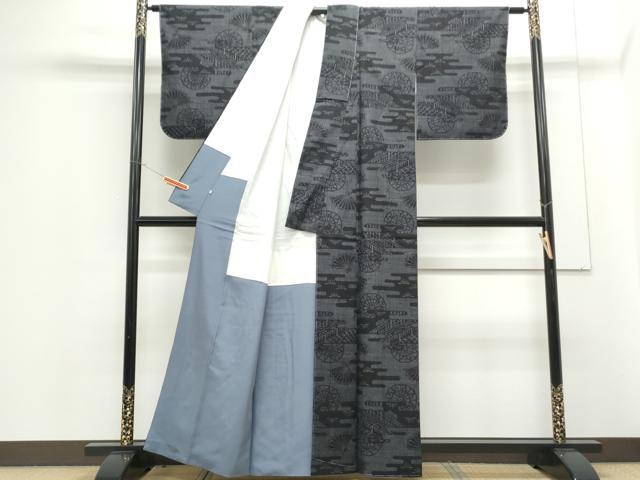 平和屋着物●本場結城紬　100亀甲　エ霞片輪車文　松坂屋扱い　正絹　逸品　未使用　CABG8483th