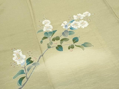 平和屋着物●訪問着　友禅　枝花文　暈し染め　正絹　逸品　CABG8484th