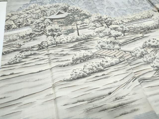 平和屋着物●訪問着　本場大島紬　9マルキ　風景文　証紙付き　正絹　逸品　未使用　CABG8492th