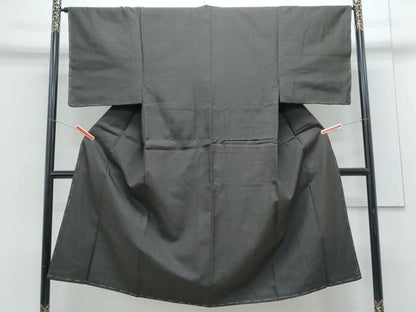 平和屋着物●男性　お召　色無地　正絹　憲法黒茶色　逸品　未使用　CABG8505th