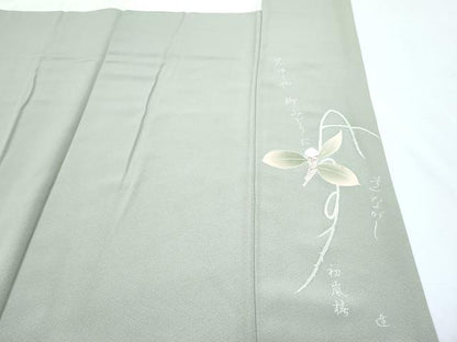 平和屋着物●上質な色無地　灰汁色　正絹　逸品　CABG8509th