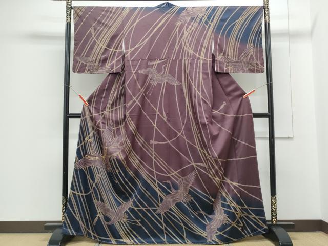 平和屋着物●訪問着　駒刺繍　飛鶴紐文　暈し染め　金彩　正絹　逸品　未使用　CABG8510th