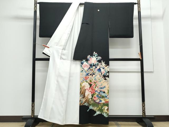 平和屋着物●豪華黒留袖　作家物　花鳥文　金彩　正絹　逸品　CABG8511th