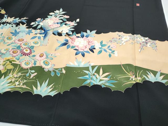 平和屋着物●豪華黒留袖　作家物　花鳥文　金彩　正絹　逸品　CABG8511th