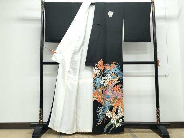 平和屋着物●豪華黒留袖　本加賀友禅　作家物　飛鳥枝梅松文　正絹　逸品　CABG8512th