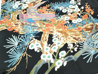 平和屋着物●豪華黒留袖　本加賀友禅　作家物　飛鳥枝梅松文　正絹　逸品　CABG8512th