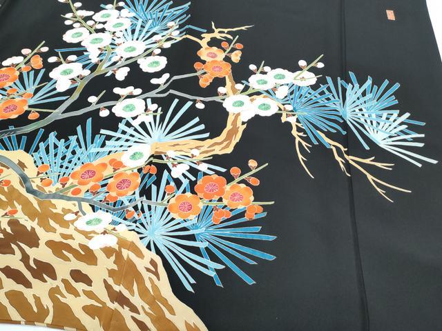 平和屋着物●豪華黒留袖　本加賀友禅　作家物　飛鳥枝梅松文　正絹　逸品　CABG8512th
