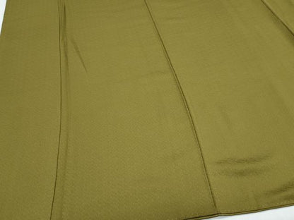 平和屋着物●染色作家　斉藤三才　色無地　瓦地紋　国防色　正絹　逸品　CABG8515th