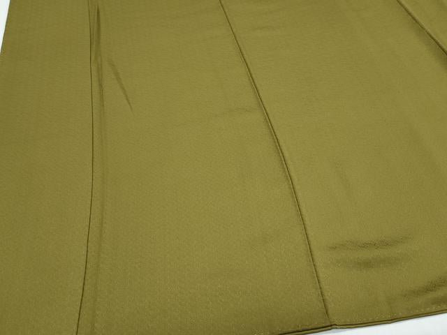平和屋着物●染色作家　斉藤三才　色無地　瓦地紋　国防色　正絹　逸品　CABG8515th