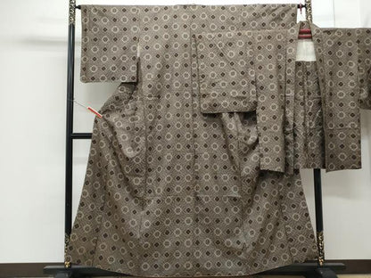 平和屋着物●本場大島紬　龍郷絣　アンサンブル　菱花文　正絹　逸品　CABG8518th