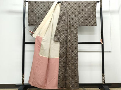 平和屋着物●本場大島紬　龍郷絣　アンサンブル　菱花文　正絹　逸品　CABG8518th