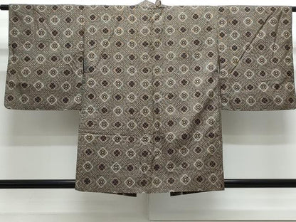 平和屋着物●本場大島紬　龍郷絣　アンサンブル　菱花文　正絹　逸品　CABG8518th