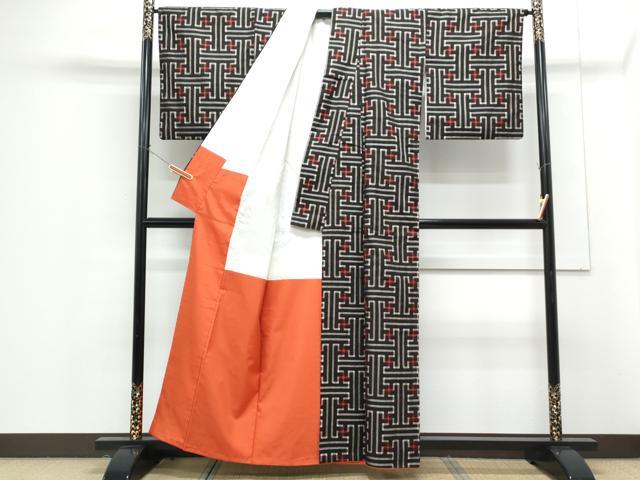 平和屋着物●本場大島紬　龍郷絣　秋名バラ　アンサンブル　正絹　逸品　CABG8519th