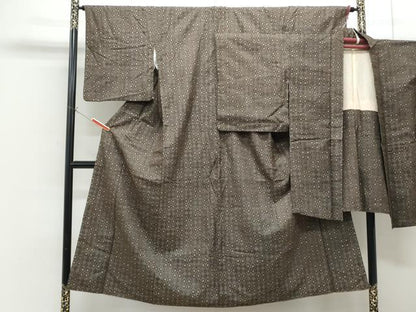 平和屋着物●本場大島紬　龍郷絣　アンサンブル　市松菱文　正絹　逸品　CABG8520th