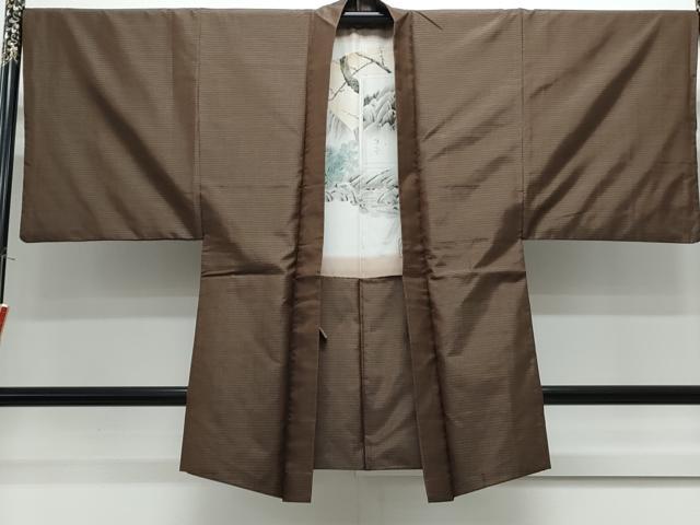 平和屋着物●男性　本場大島紬　アンサンブル　格子文　正絹　逸品　CABG8521th