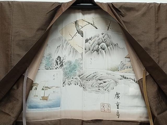 平和屋着物●男性　本場大島紬　アンサンブル　格子文　正絹　逸品　CABG8521th