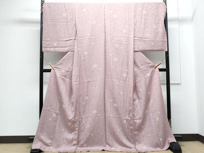 平和屋着物●上質なお召　仮絵羽　草花文　正絹　逸品　未使用　CABG8525th