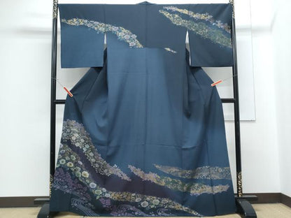 平和屋着物●訪問着　草花文　暈し染め　金彩　正絹　逸品　CABG8528th