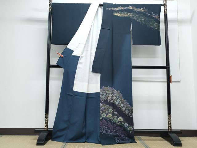 平和屋着物●訪問着　草花文　暈し染め　金彩　正絹　逸品　CABG8528th