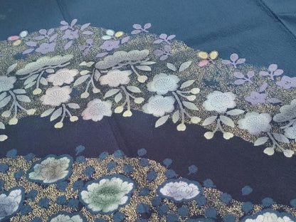 平和屋着物●訪問着　草花文　暈し染め　金彩　正絹　逸品　CABG8528th