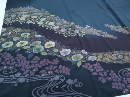 平和屋着物●訪問着　草花文　暈し染め　金彩　正絹　逸品　CABG8528th