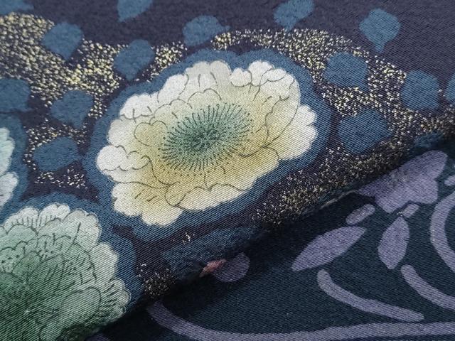 平和屋着物●訪問着　草花文　暈し染め　金彩　正絹　逸品　CABG8528th