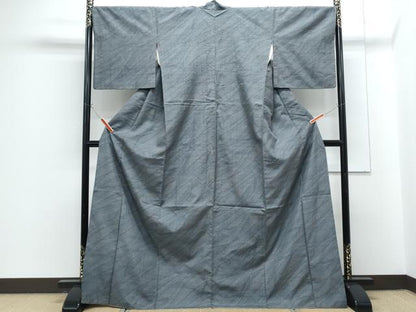 平和屋着物●本場結城紬　80亀甲　吉祥文　ロング丈　正絹　逸品　CABG8530th