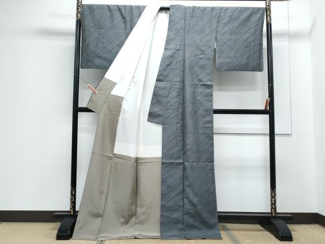 平和屋着物●本場結城紬　80亀甲　吉祥文　ロング丈　正絹　逸品　CABG8530th