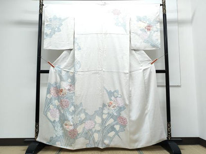 平和屋着物●創業460年・千總　訪問着　絞り　刺繍　草花文　金彩　高島屋扱い　正絹　逸品　CABG8535th