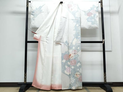 平和屋着物●創業460年・千總　訪問着　絞り　刺繍　草花文　金彩　高島屋扱い　正絹　逸品　CABG8535th
