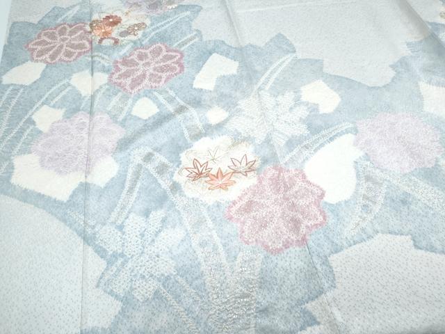 平和屋着物●創業460年・千總　訪問着　絞り　刺繍　草花文　金彩　高島屋扱い　正絹　逸品　CABG8535th