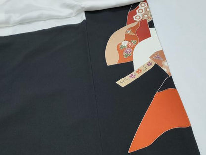 平和屋着物■豪華黒留袖 駒刺繍 地紙飛鶴風景文 金彩 三越扱い 正絹 逸品 CABG8542th