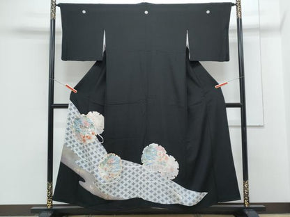 平和屋着物■豪華黒留袖 駒刺繍 雪輪風景文 金彩 正絹 逸品 CABG8546th