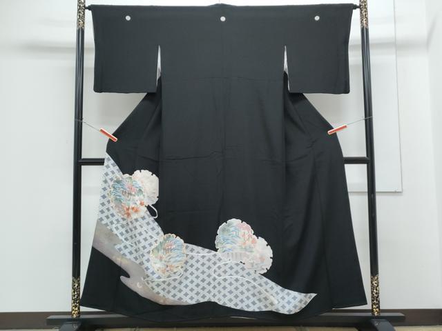 平和屋着物■豪華黒留袖 駒刺繍 雪輪風景文 金彩 正絹 逸品 CABG8546th