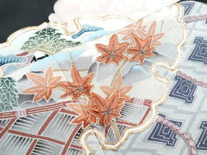平和屋着物■豪華黒留袖 駒刺繍 雪輪風景文 金彩 正絹 逸品 CABG8546th