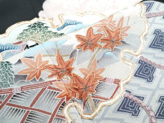 平和屋着物■豪華黒留袖 駒刺繍 雪輪風景文 金彩 正絹 逸品 CABG8546th