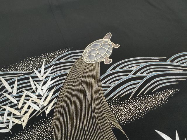 平和屋着物■豪華黒留袖 蓑亀 金彩 正絹 逸品 CABG8549th
