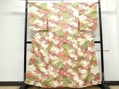 平和屋着物■本場染大島紬　エ霞草花文　正絹　逸品　CABG8550th
