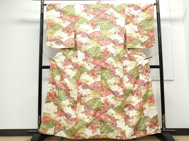 平和屋着物■本場染大島紬　エ霞草花文　正絹　逸品　CABG8550th