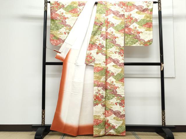 平和屋着物■本場染大島紬　エ霞草花文　正絹　逸品　CABG8550th