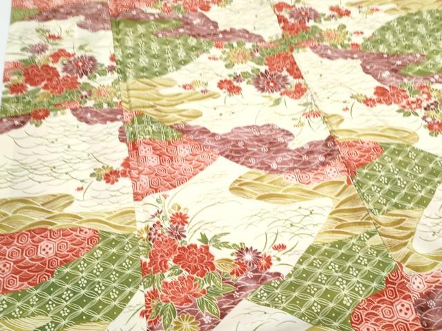 平和屋着物■本場染大島紬　エ霞草花文　正絹　逸品　CABG8550th