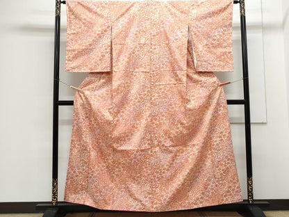 平和屋着物■本場染大島紬　型染め　草花文　正絹　逸品　CABG8551th