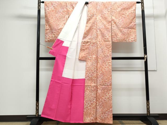 平和屋着物■本場染大島紬　型染め　草花文　正絹　逸品　CABG8551th