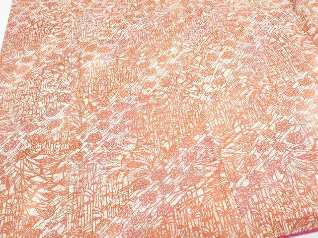 平和屋着物■本場染大島紬　型染め　草花文　正絹　逸品　CABG8551th