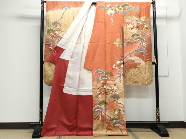 平和屋着物■豪華振袖 地紙草花文 暈し染め 金彩 正絹 逸品 CABG8552th