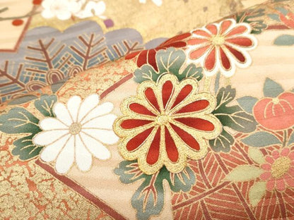 平和屋着物■豪華振袖 地紙草花文 暈し染め 金彩 正絹 逸品 CABG8552th